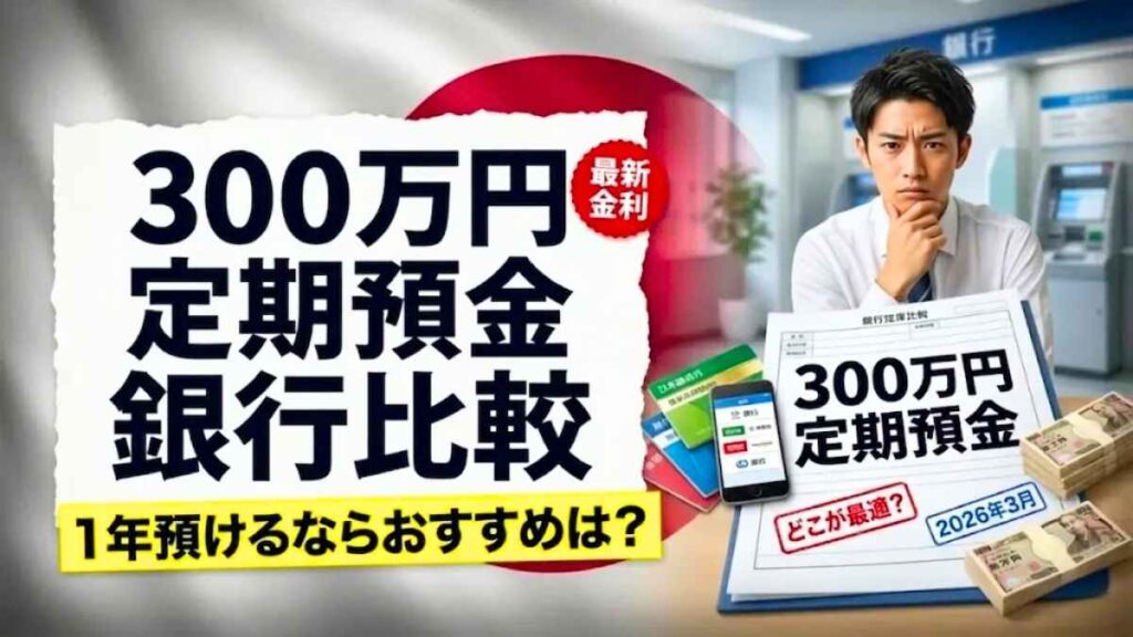 2026年3月最新｜300万円を1年定期預金で預けるならおすすめ銀行ランキング