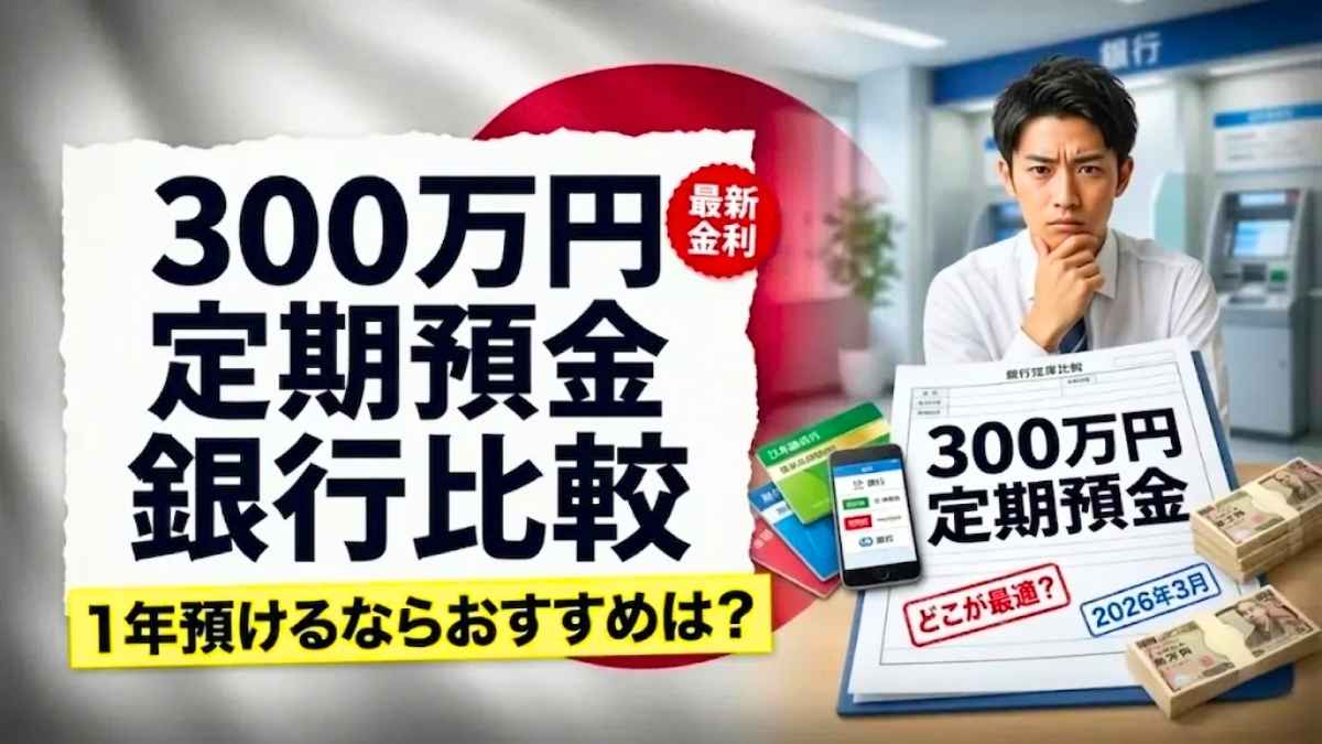 2026年3月最新｜300万円を1年定期預金で預けるならおすすめ銀行ランキング